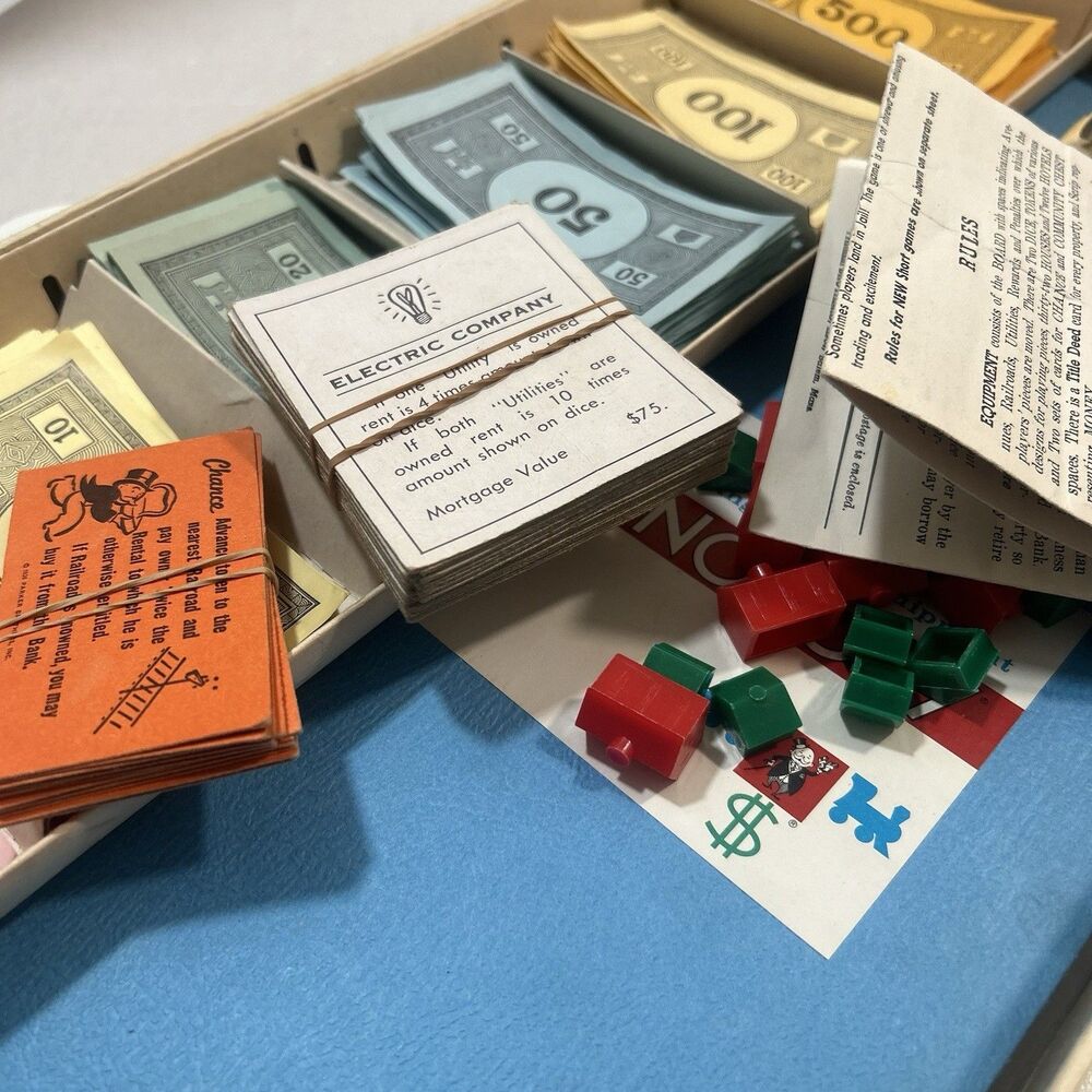 Vintage 1961 MONOPOLY Board Game Parker Brothers with Metal Tokens - Picture 7 of 15